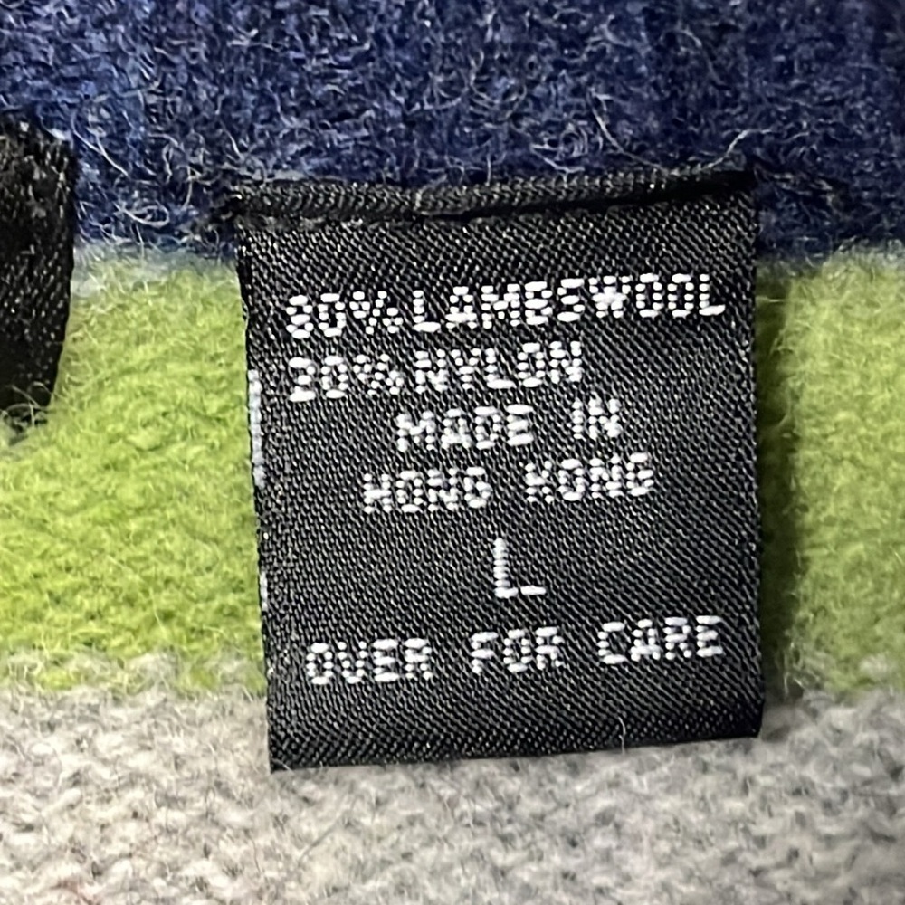 Express Jeans Lambswool Full Zip Stripe Multicolor Sweater Indie Y2K 90’s Sz L - Picture 14 of 14